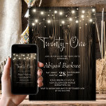 Invitation Rustic Wood 21e fête d'anniversaire<br><div class="desc">Élevez la célébration du jalon de votre invité d'honneur avec cette invitation de fête du 21e anniversaire en bois rustique. Moderne et élégant, il donne le ton parfait pour une soirée inoubliable. Personnaliser les invitations est une brise, il suffit de remplir les détails essentiels en utilisant les modèles de texte...</div>