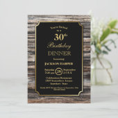 Invitation Rustic Wood 30th Birthday Dinner Party (Debout devant)