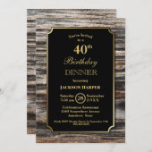 Invitation Rustic Wood 40th Birthday Dinner Party (Devant / Derrière)