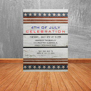Invitation Rustic Wood 4 juillet Fête de l'Indépendance