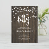 Invitation Rustic Wood 50e fête d'anniversaire (Debout devant)