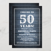 Invitation Rustic Wood 50e fête d'anniversaire (Devant / Derrière)