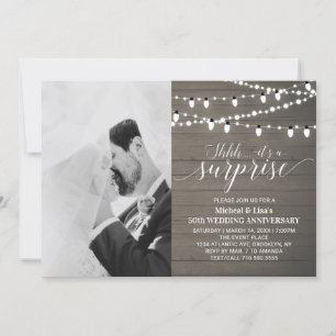 Invitation Rustic Wood 50th Mariage photo Anniversaire
