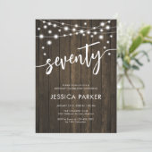 Invitation Rustic Wood 70e fête d'anniversaire (Debout devant)