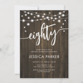 Invitation Rustic Wood 80e fête d'anniversaire (Devant)