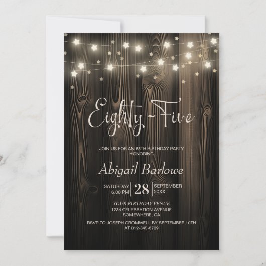 Invitation Rustic Wood 85e fête d'anniversaire (Devant)