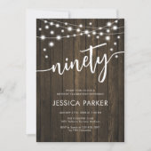 Invitation Rustic Wood 90e fête d'anniversaire (Devant)