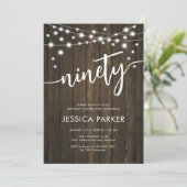 Invitation Rustic Wood 90e fête d'anniversaire (Debout devant)
