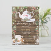 Invitation Rustic Wood Baby est en train de brasser Noël Tea  (Debout devant)