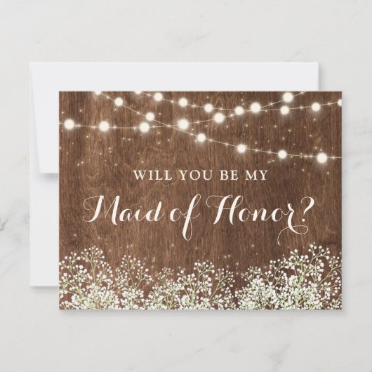 Invitation Rustic Wood Baby's Breath Country Maid of Honor (Devant)