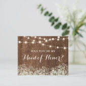 Invitation Rustic Wood Baby's Breath Country Maid of Honor (Debout devant)
