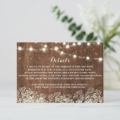 Invitation Rustic Wood Baby's Breath String Lights Détails (Debout devant)