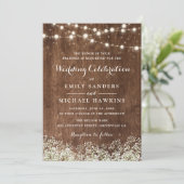 Invitation Rustic Wood Baby's Breath String Mariage (Debout devant)