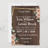 Invitation Rustic Wood Background wedding (Devant)