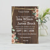 Invitation Rustic Wood Background wedding (Debout devant)