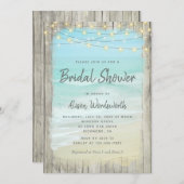 Invitation Rustic Wood Beach String Fête des mariées (Devant / Derrière)