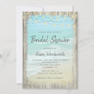 Invitation Rustic Wood Beach String Fête des mariées