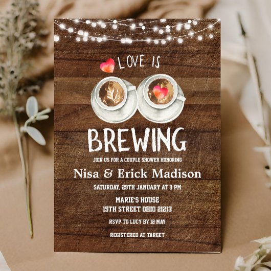 Invitation Rustic Wood Beer Fête des mariées L'amour brasse I