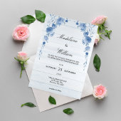 Invitation Rustic Wood  Blue Floral Elegant Wedding 