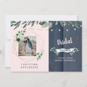 Invitation Rustic Wood Blush & Navy Fête des mariées photo 