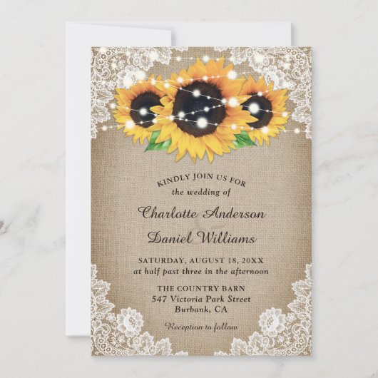 Invitation Rustic Wood Burlap (Devant)