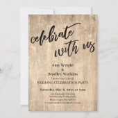 Invitation Rustic Wood célèbre avec nous Réception de mariage (Devant)