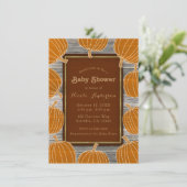 Invitation Rustic Wood & Citrouille Automne Baby shower Party (Debout devant)