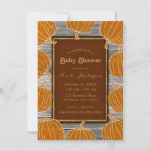 Invitation Rustic Wood & Citrouille Automne Baby shower Party (Devant)