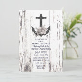 Invitation Rustic Wood Coastal Beach Ancre Fête des mariées (Debout devant)