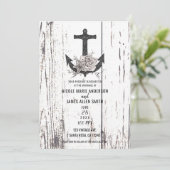 Invitation Rustic Wood Coastal Beach Ancre Mariage (Debout devant)