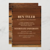 Invitation Rustic Wood College Trunk Party (Devant / Derrière)