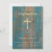 Invitation rustic wood Confirmation (Devant)