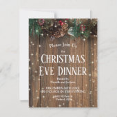 Invitation Rustic Wood Country Dîner de Noël (Devant)