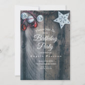Invitation Rustic Wood Country Noël cloches Anniversaire (Devant)