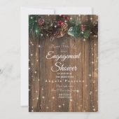 Invitation Rustic Wood Country Pine de Noël Garland Étincelle (Devant)