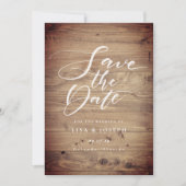 Invitation Rustic Wood Country Script Enregistrer la date (Devant)