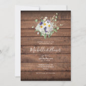 Invitation Rustic Wood Country Wildflowers Floral Wedding (Devant)
