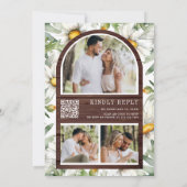 Invitation Rustic Wood Daisies Mason Jar QR Code Wedding (Dos)