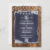 Invitation Rustic Wood Denim QR Code Photo Mariage Date de sa (Devant)
