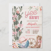 Invitation Rustic Wood Disco Cowgirl Birthday (Devant)