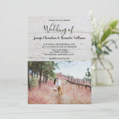 Invitation Rustic wood elegant photo country Wedding (Debout devant)