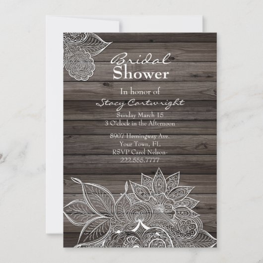 Invitation Rustic Wood et Mandala Bridal Show (Devant)