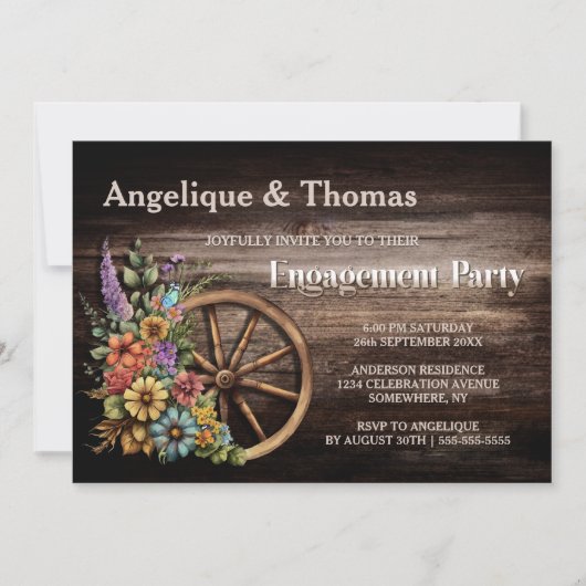 Invitation Rustic Wood Floral (Devant)