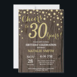 Invitation Rustic Wood Gold 30e Anniversaire Diamond<br><div class="desc">30e anniversaire Invitation avec Rustic Wood et Gold Parties scintillant Arrière - plan diamant. Country Vintage Retro. Confetti d'or. Anniversaire adulte. Hommes ou Femmes Anniversaire. Pour plus de personnalisation,  cliquez sur le bouton "Customiser" et utilisez notre outil de conception pour modifier ce modèle.</div>