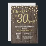 Invitation Rustic Wood Gold 30e Anniversaire Diamond<br><div class="desc">30e anniversaire Invitation avec Rustic Wood et Gold Parties scintillant Arrière - plan diamant. Country Vintage Retro. Confetti d'or. Anniversaire adulte. Hommes ou Femmes Anniversaire. Pour plus de personnalisation,  cliquez sur le bouton "Customiser" et utilisez notre outil de conception pour modifier ce modèle.</div>