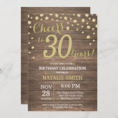 Invitation Rustic Wood Gold 30e Anniversaire Diamond (Devant / Derrière)