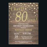 Invitation Rustic Wood Gold 80e Anniversaire Diamond<br><div class="desc">Invitation du 80e anniversaire avec Arrière - plan diamant Parties scintillant or et bois rustique. Country Vintage Retro. Confetti d'or. Anniversaire adulte. Hommes ou Femmes Anniversaire. Pour plus de personnalisation,  cliquez sur le bouton "Customiser" et utilisez notre outil de conception pour modifier ce modèle.</div>