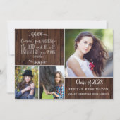 Invitation Rustic Wood Graduation chrétienne Bible Verse (Devant)