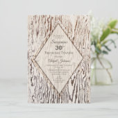 Invitation Rustic Wood Grain Surprise 30e anniversaire Dîner (Debout devant)