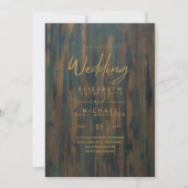 Invitation Rustic Wood Green Gold Wedding Invite (Devant)